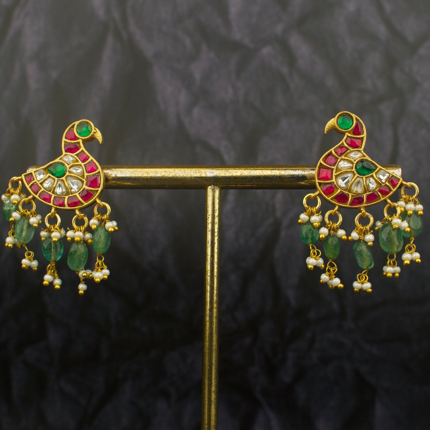 Designer Jadau Kundan Peacock Design Studs Earrings