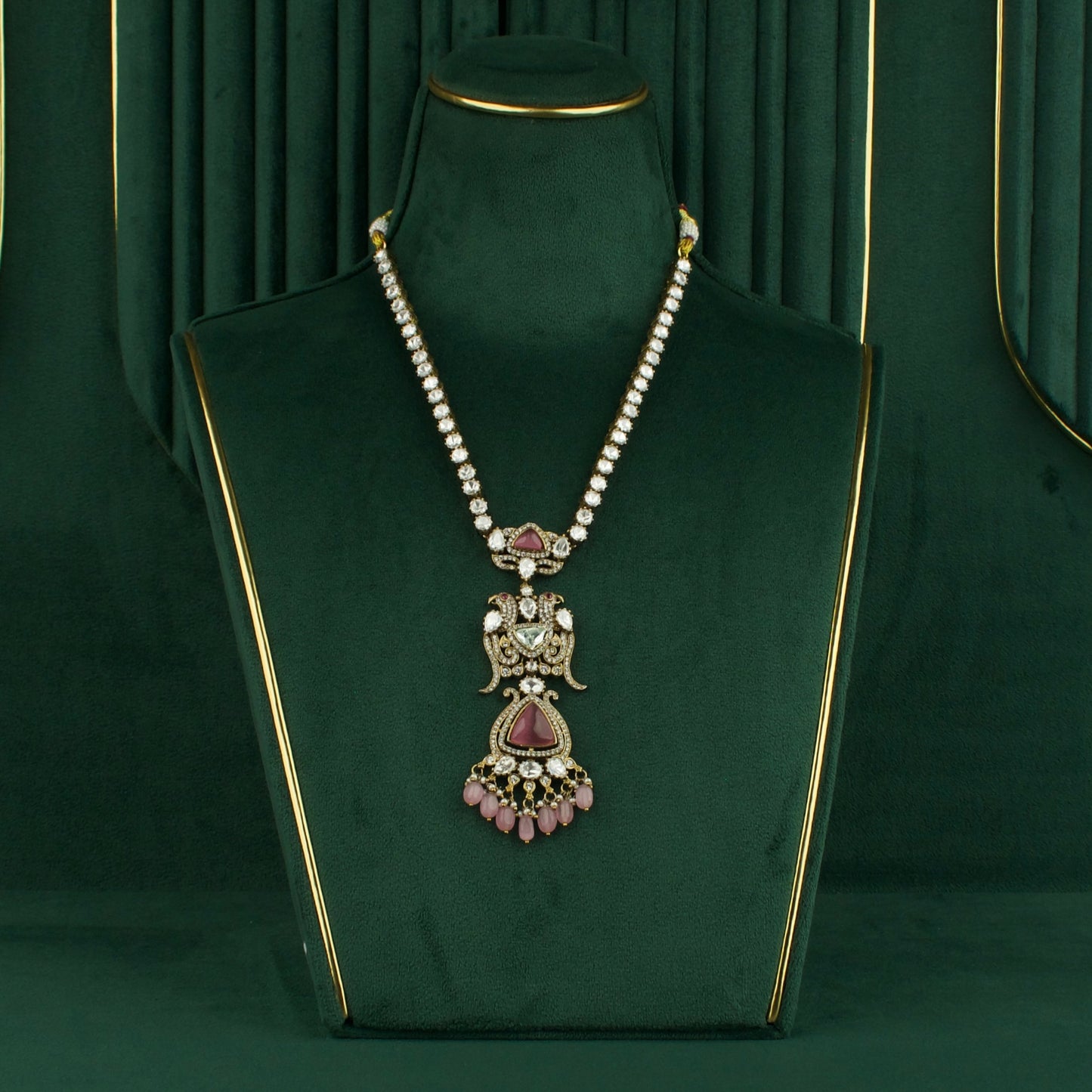 Exclusive Victorian Necklace Set with peacock motifs