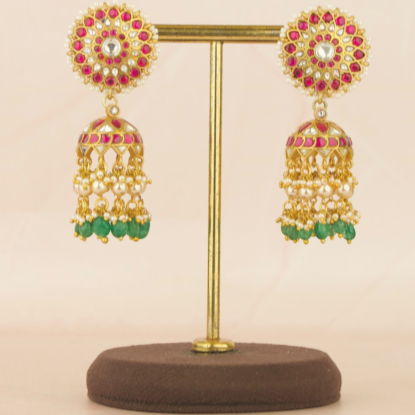Traditional Floral Design Studded Jadau Kundan Jhumki