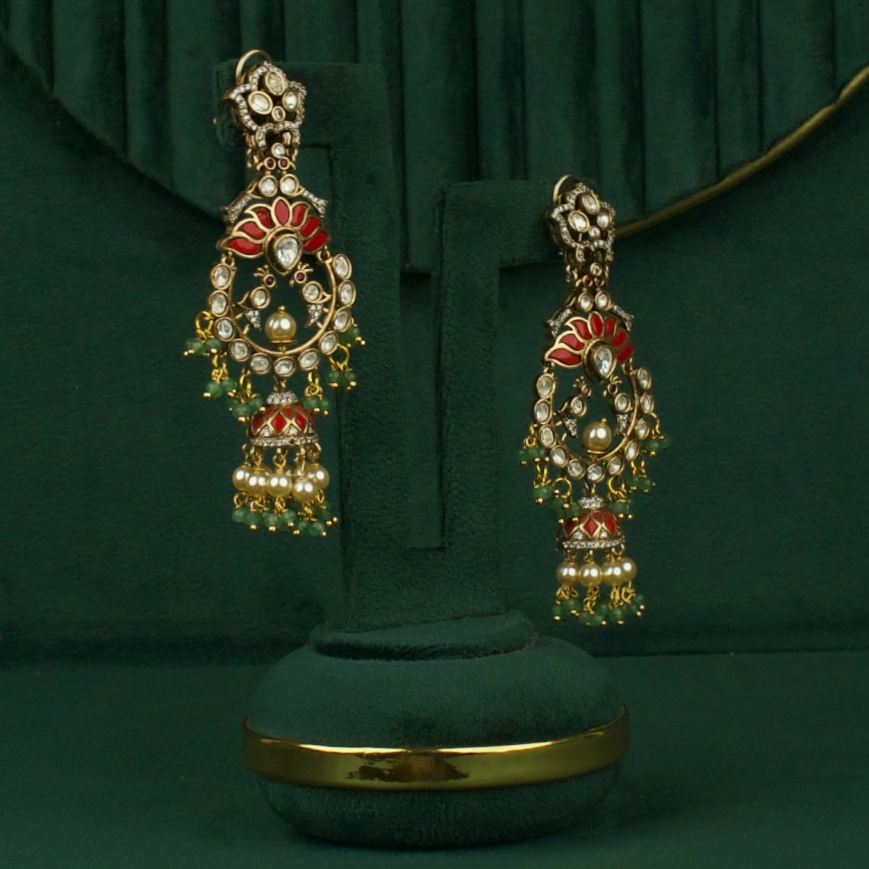 Grand Polki Fusion Chandbali Earrings