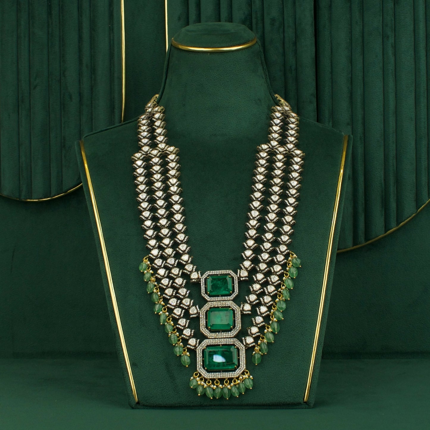 Grand Bridal Polki Necklace With Earrings