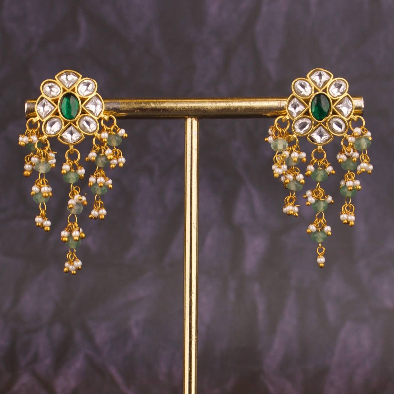 Trending Jadau Kundan Stud Earrings With Guttapusalu Hangings