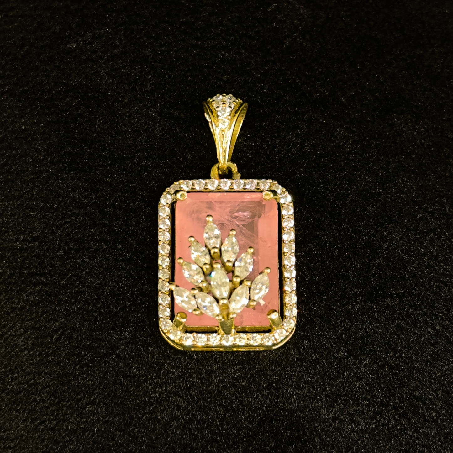 Antique Victorian Pendant Set with Diamond Floral Design and Matching Earrings