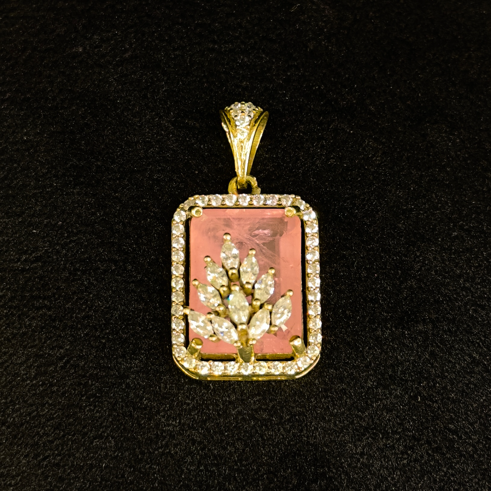 Antique Victorian Pendant Set with Diamond Floral Design and Matching Earrings