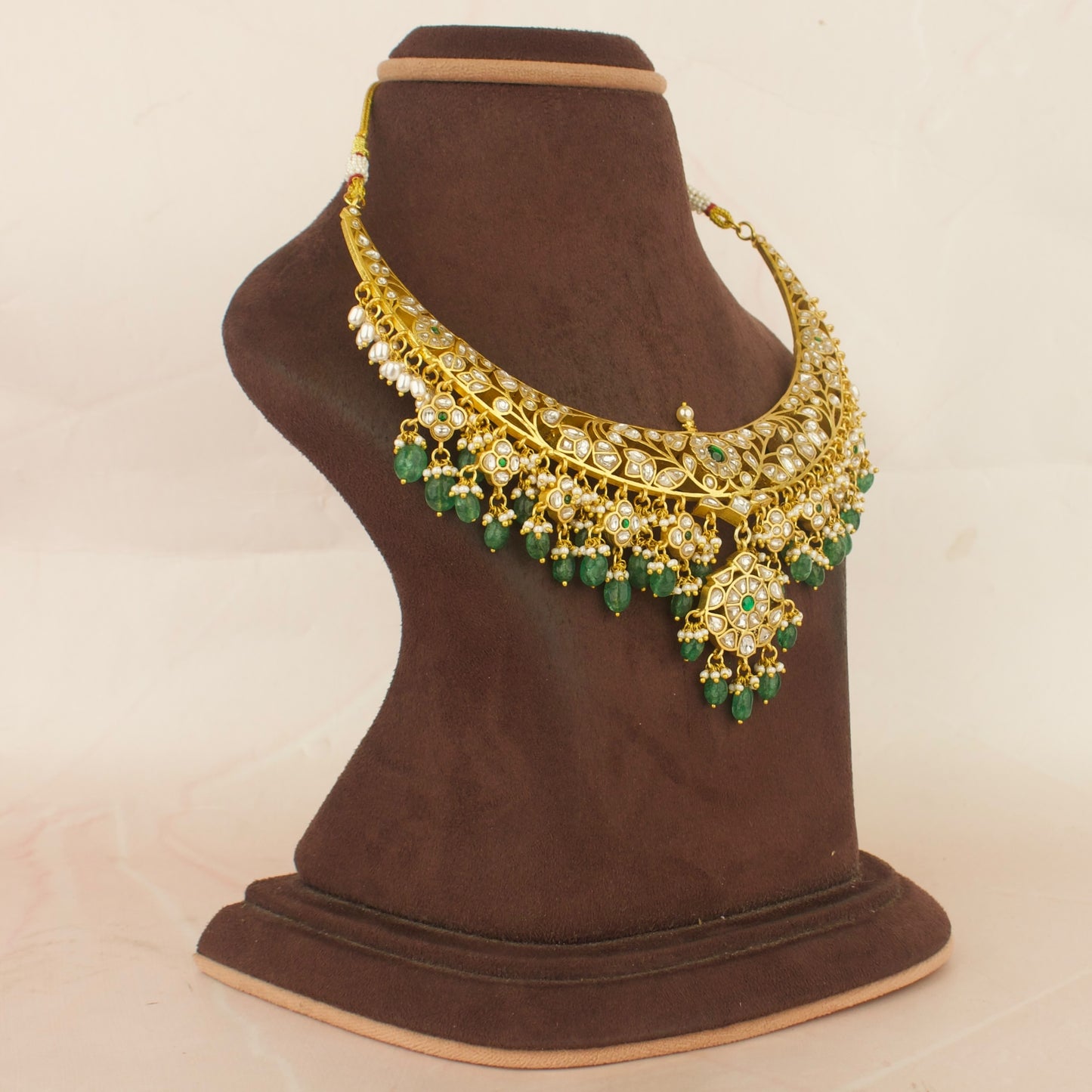 Reversible Opulent Gold Style Floral Design Jadau Kundan Kanti Necklace