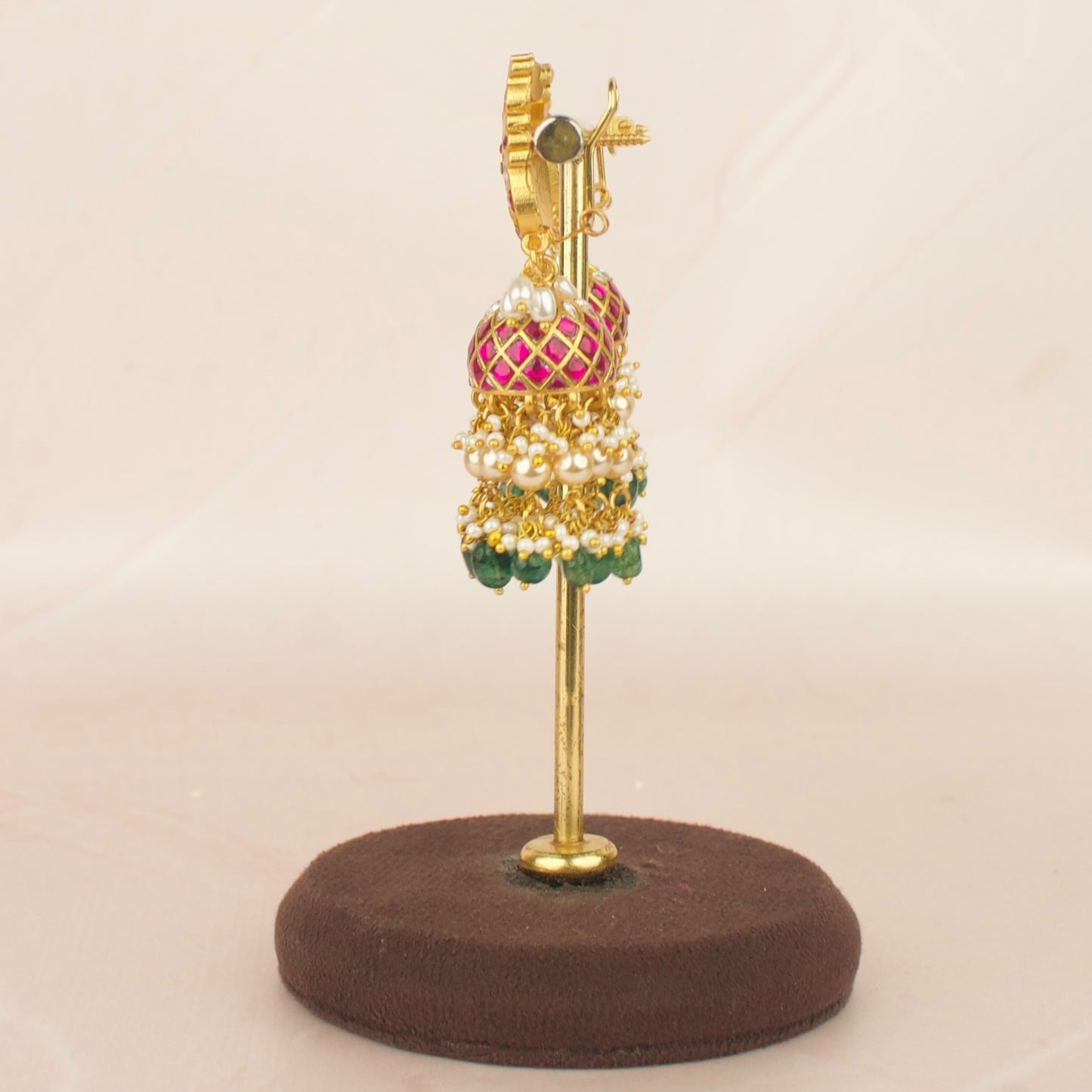 Peacock Studded Jadau Kundan Jhumka Earrings