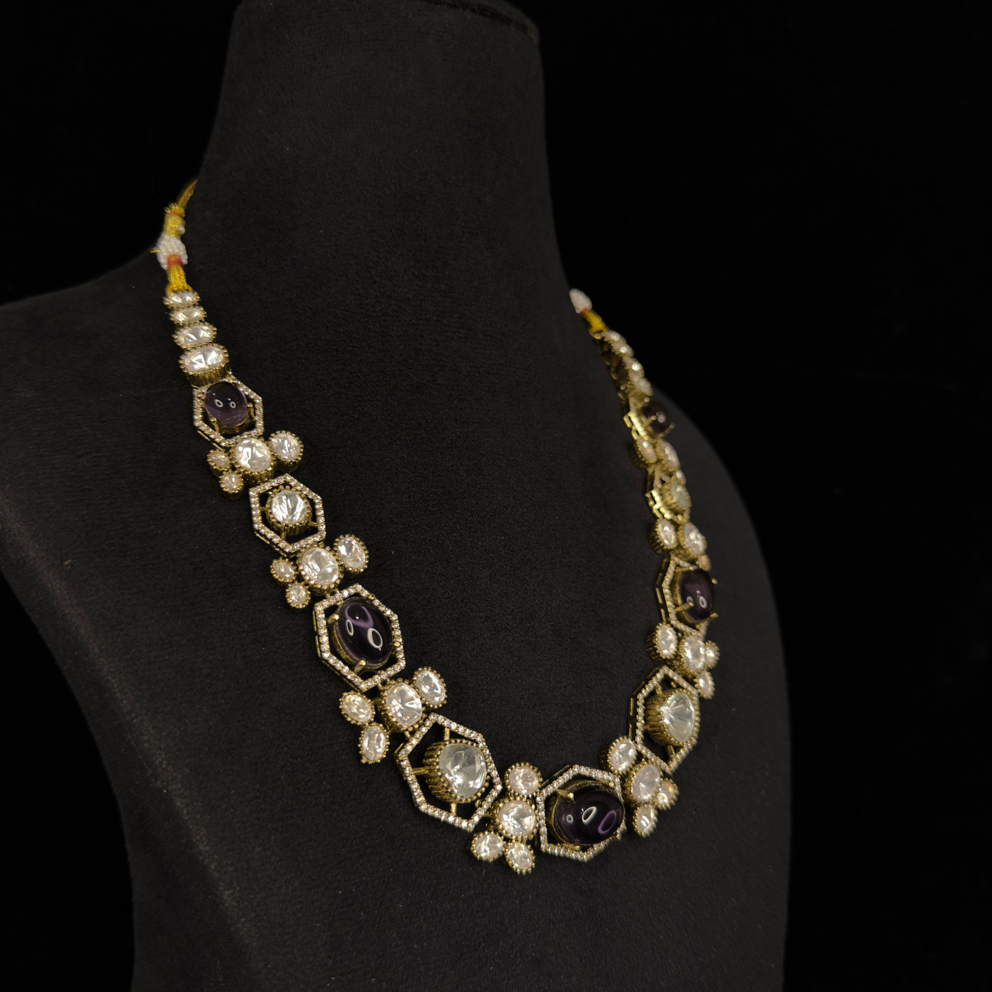 Antique Victorian Necklace with Polki Kundan Stones and earrings