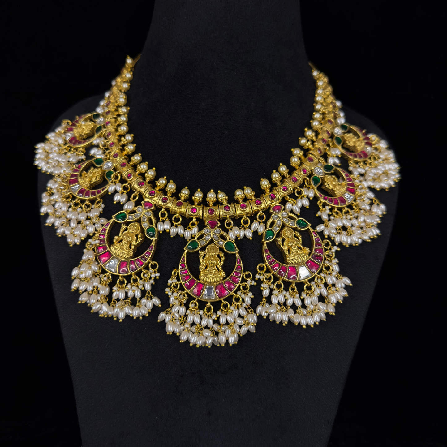 Divine Elegance: Guttapusulu Jadau Kundan Necklace with 22k gold plating This product belongs to Jadau Kundan jewellery Category