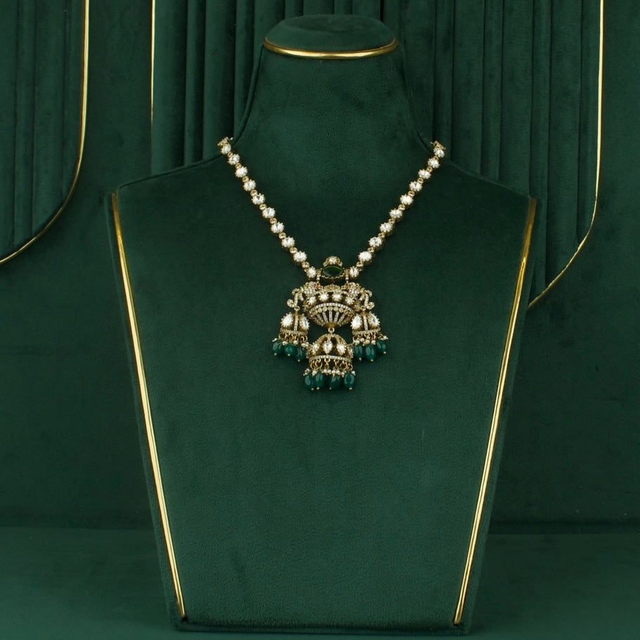 Sleek Design Polki Victorian Short Necklace with butta Earrings