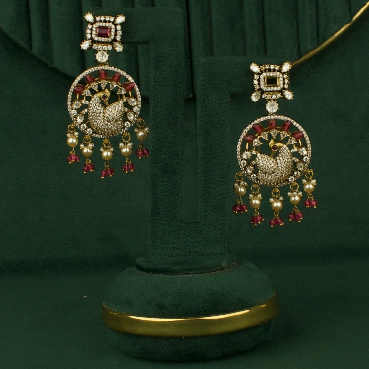 Heritage Peacock Design Fusion Kundan & Polki victorian Necklace Set