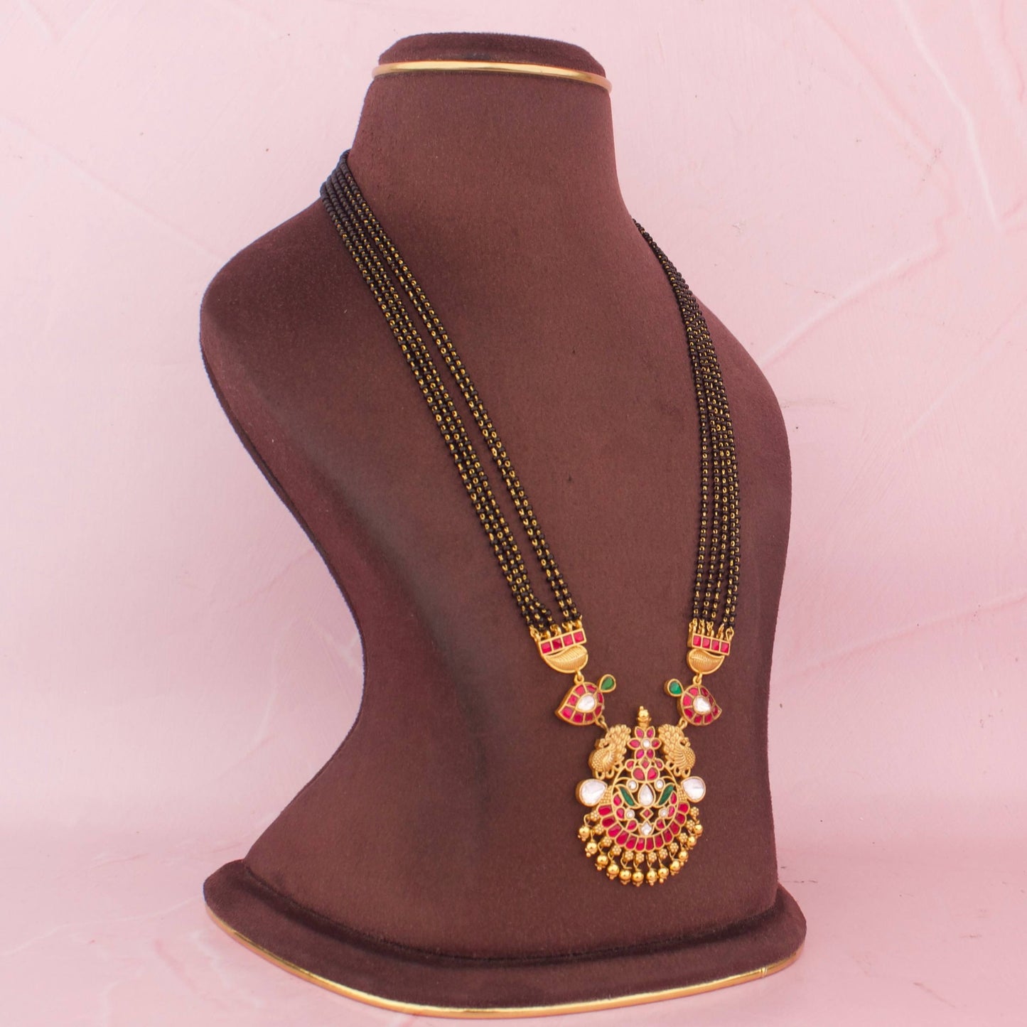 Gold Look Mangalsutra With Jadau Kundan Pendant