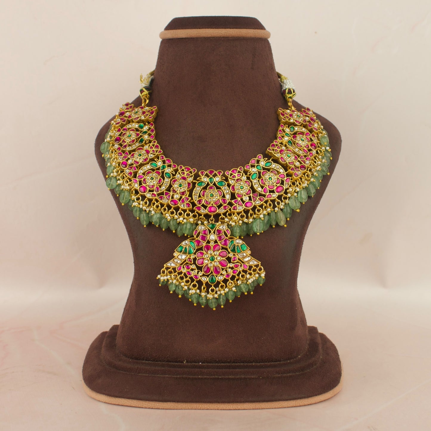 Bridal Jadau Kundan Necklace With Peacock locket