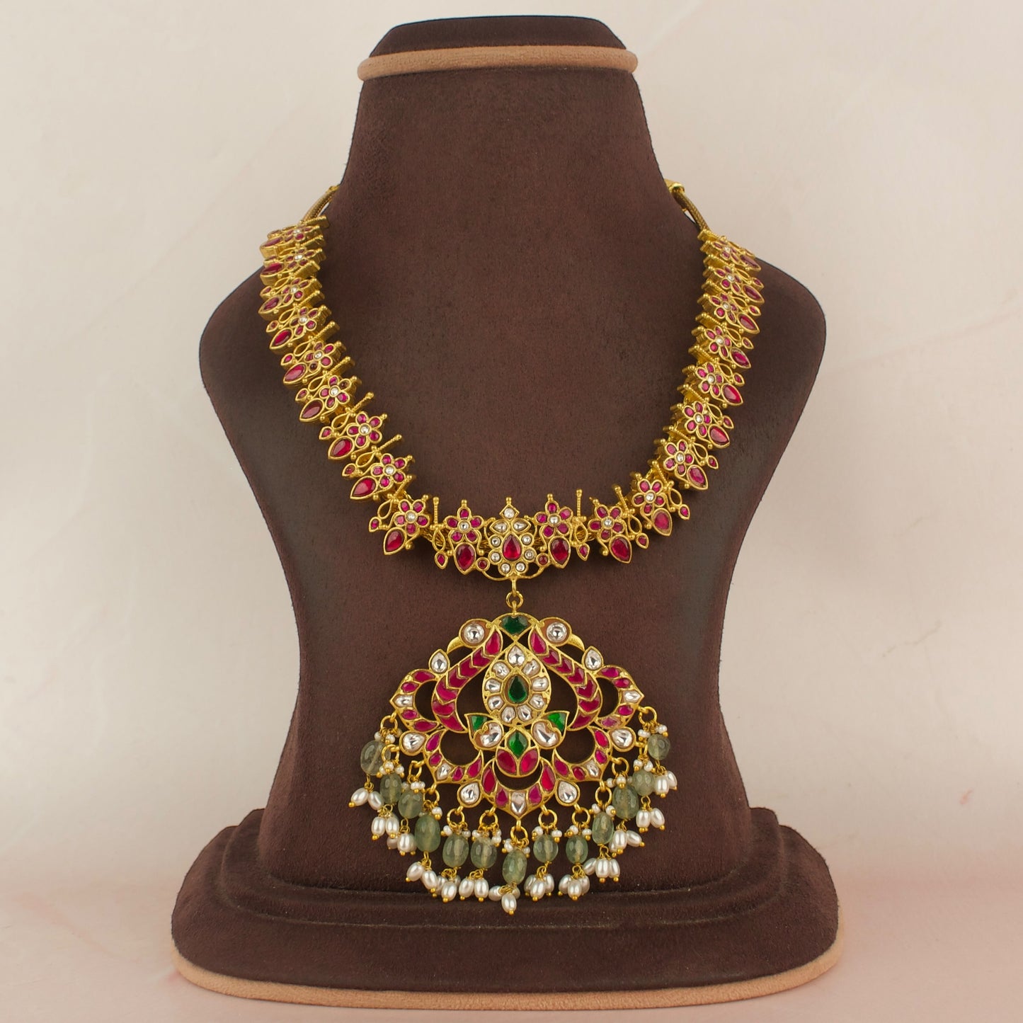 Unique Jadau Kundan Mukti Colour Kundan Necklace