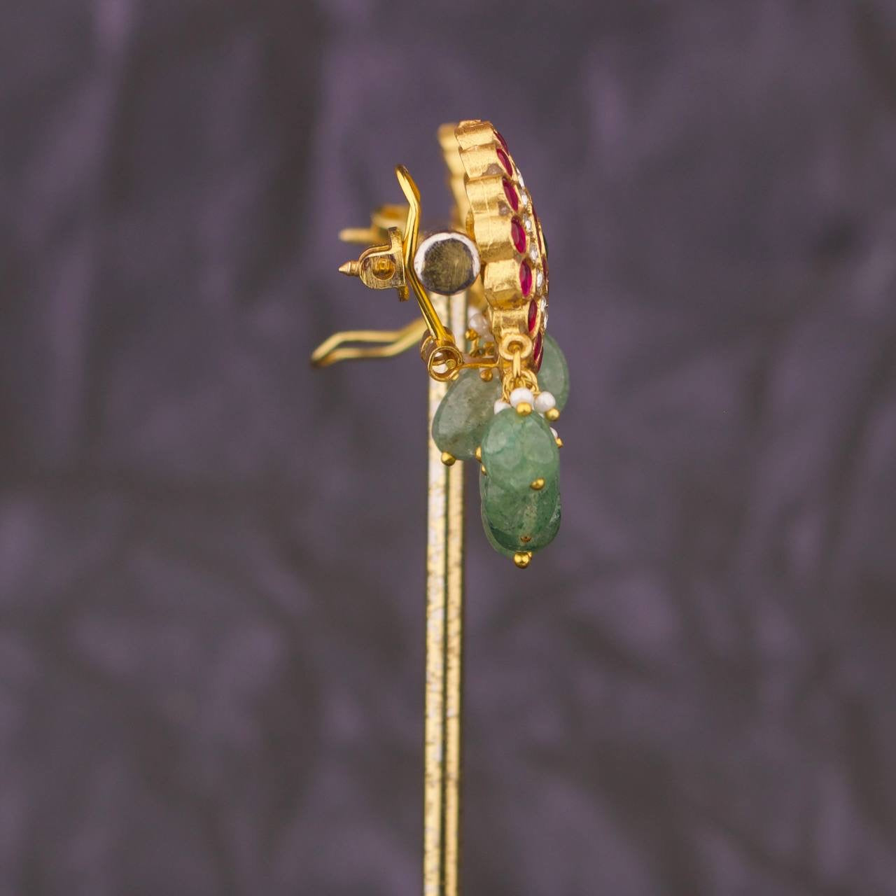 Floral Design Stunning Jadau Kundan Earrings With Hangings