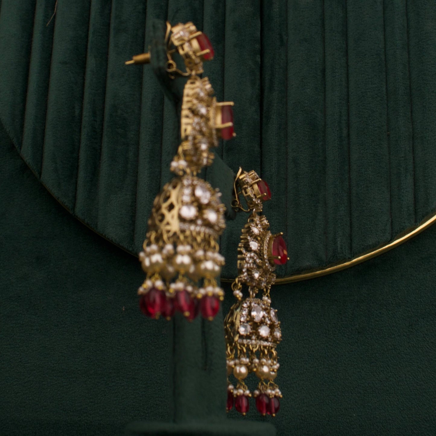 Bridal Victorian Layer Polki Haram With Matching Jhumki