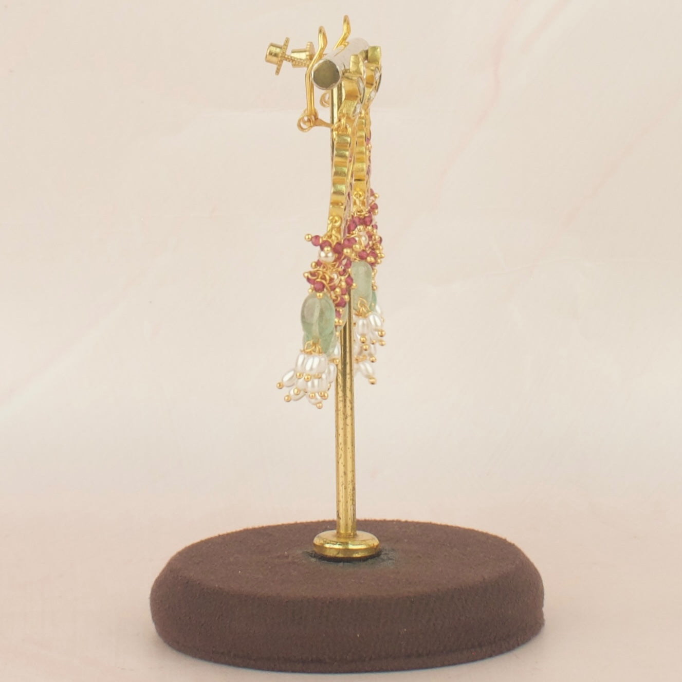 Dazzling Floral Design Jadau Kundan Chand Bali with Guttapusalu Hanging