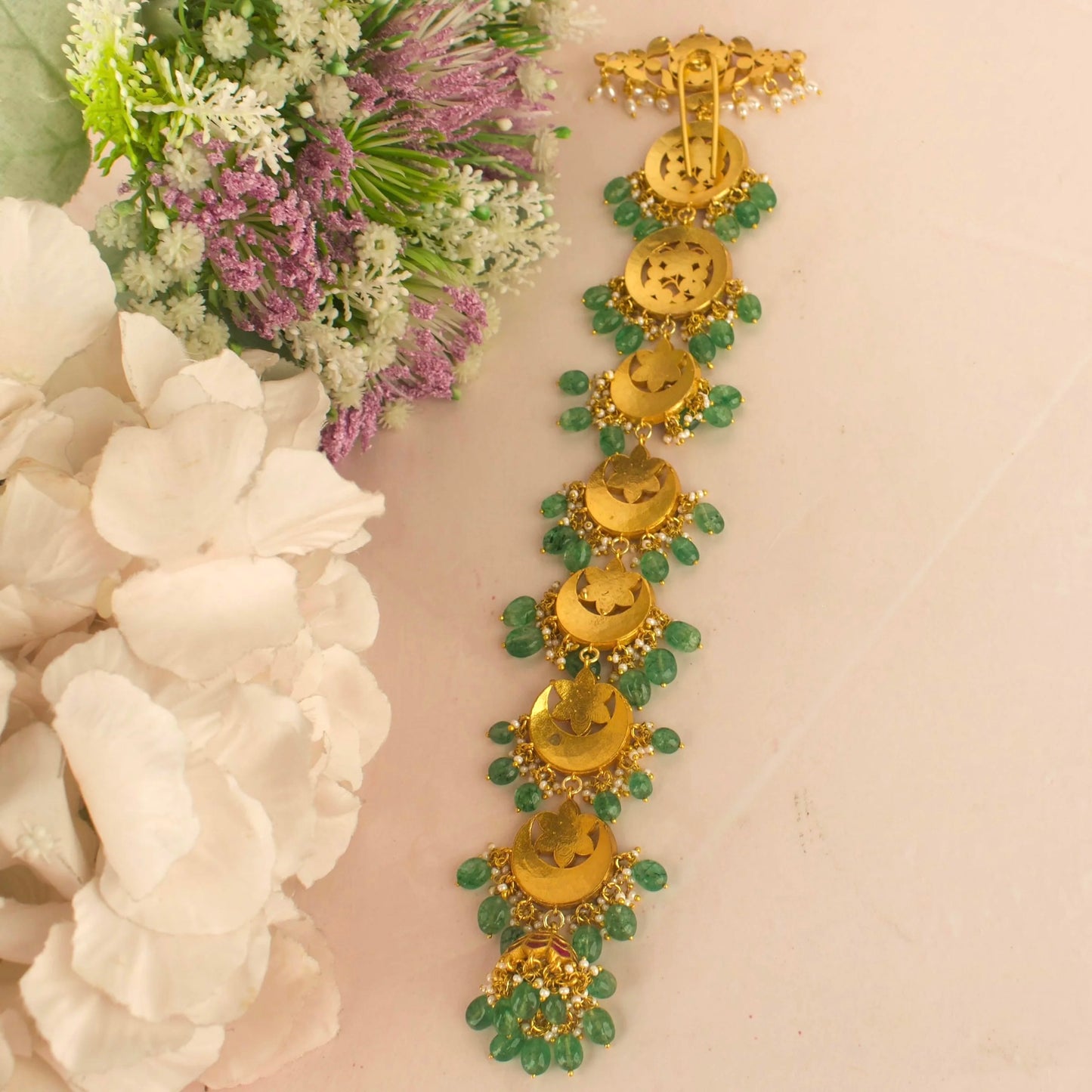 Impressive floral Chandbali Design Jadau Kundan Hair Pin