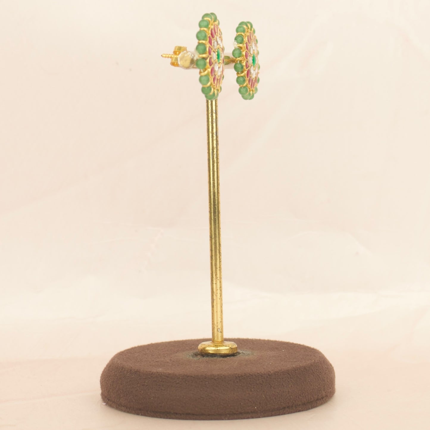 Unique Jadau Kundan Studs WIth Beads Bordering