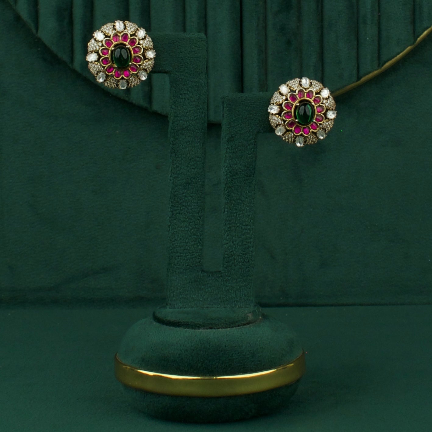 Floral Design Fusion Kundan & Polki Victorian Studs