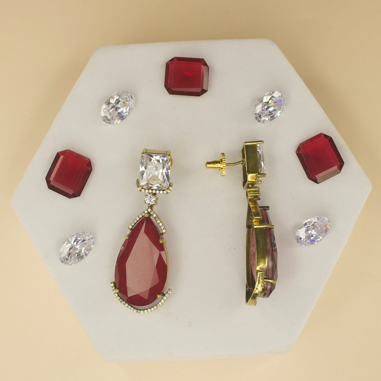 Fancy yet classic stone hanging earrings