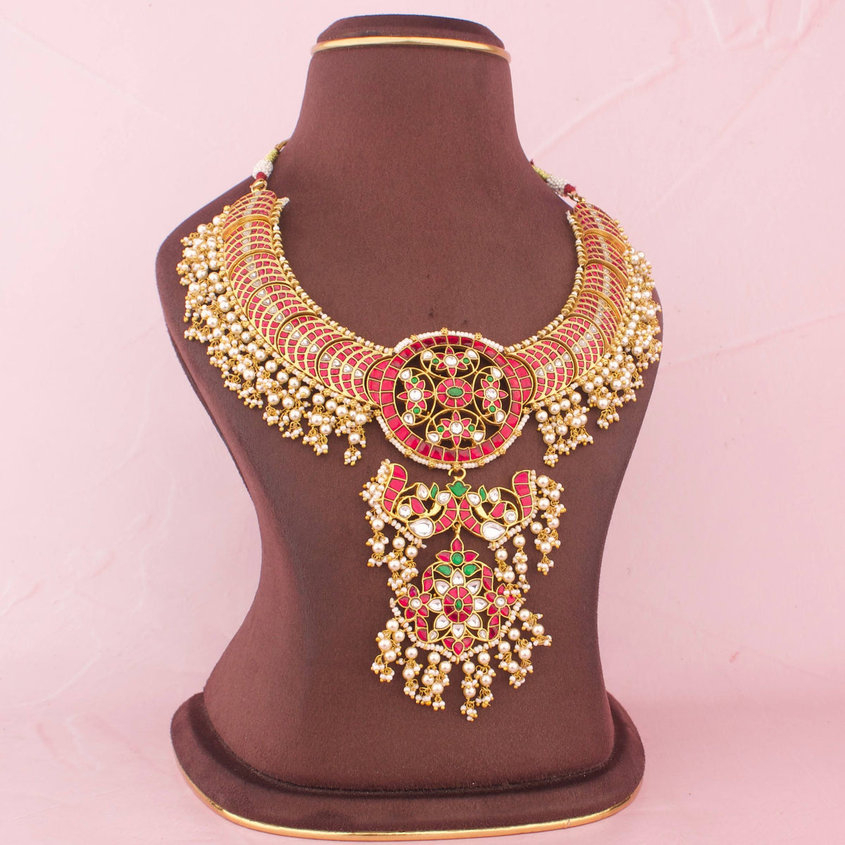 Bridal Jadau Kundan Guttapusalu Necklace Craftsmanship & Detail View - Dulhan Jewels