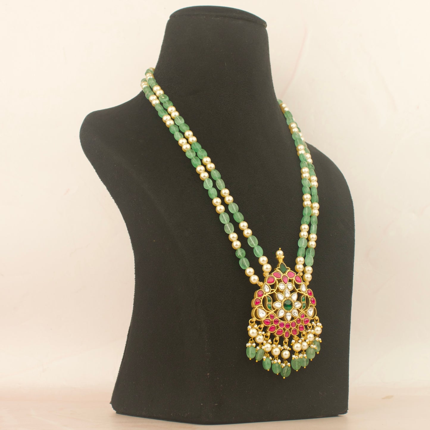 Lavish Floral Design Jadau Kundan Beads and pearl Mala