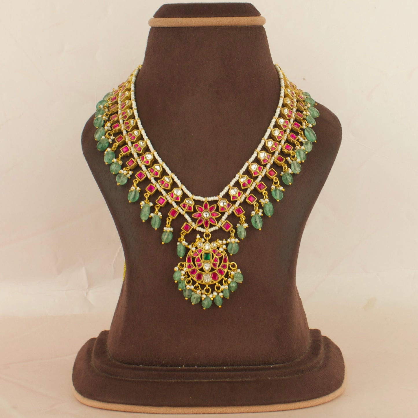 Gold inspired floral Chandbali Design Jadau Kundan Necklace and Choker