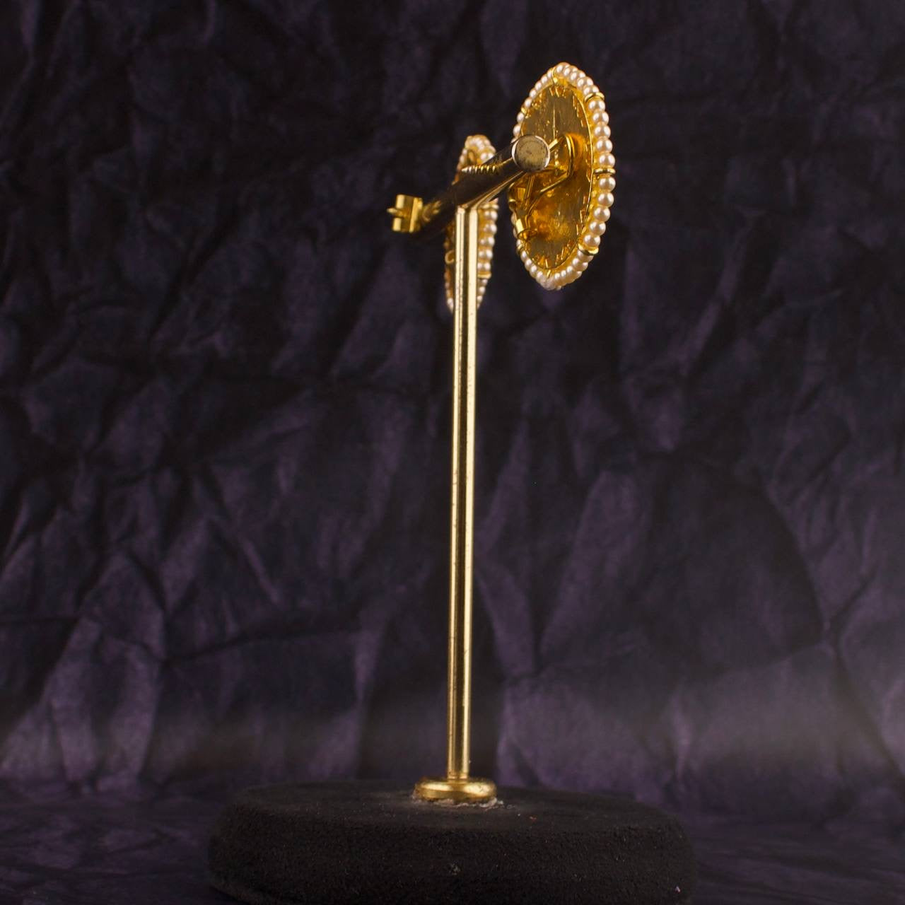 Floral Design Moissanite Polki Stud Earrings