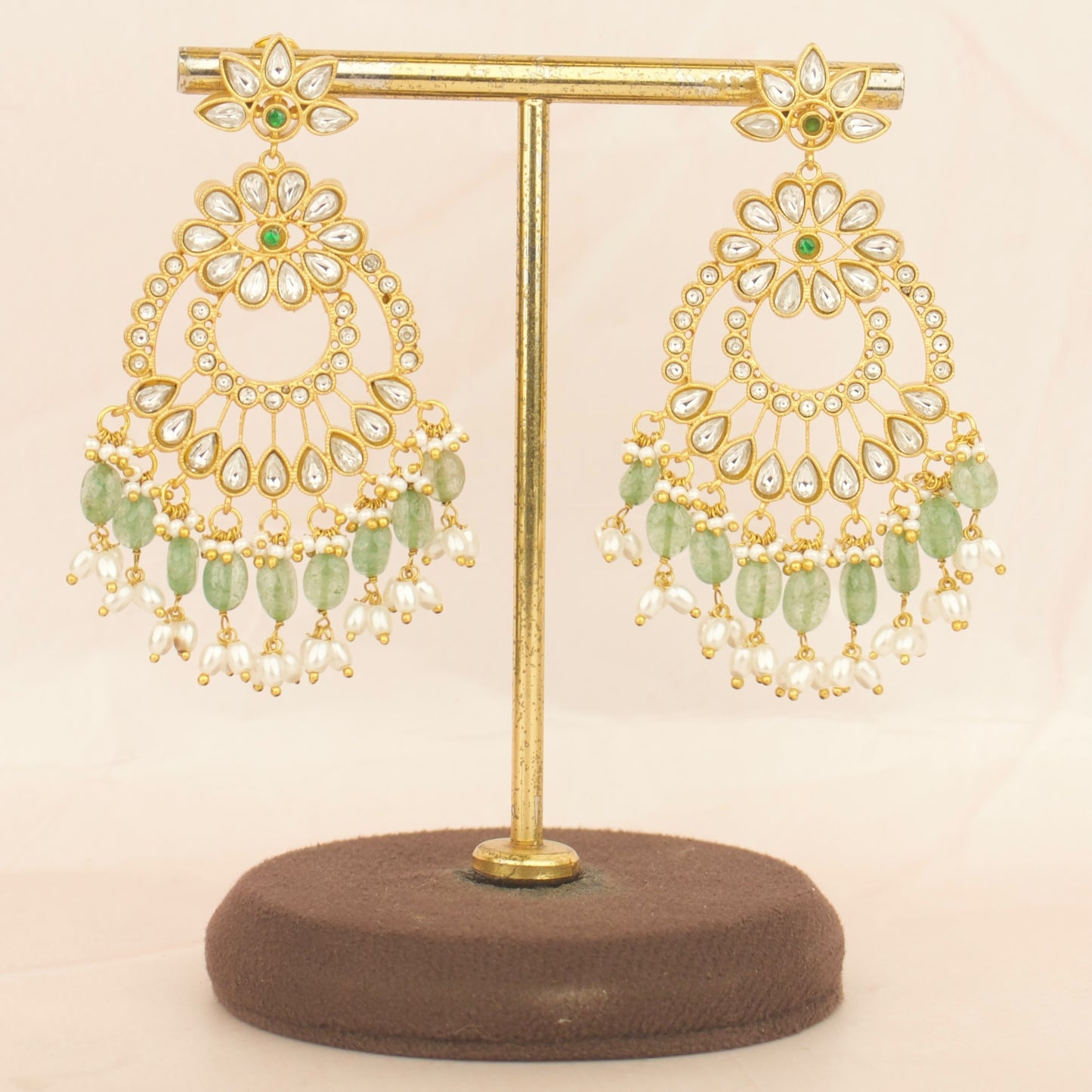 Bridal Jadau Kundan Guttapusalu Chandbali Earrings