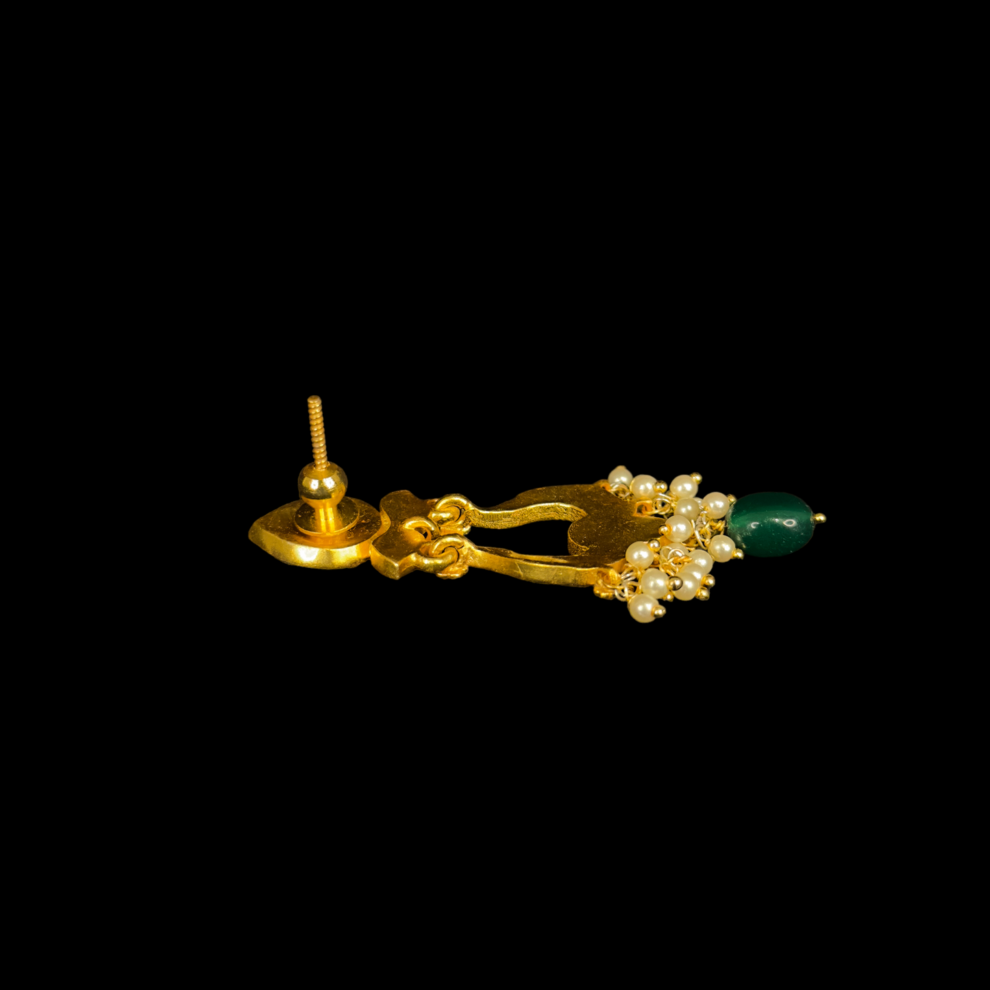 Exquisite Emerald Mango Jadau Kundan Chandbalis - DULHAN JEWELS