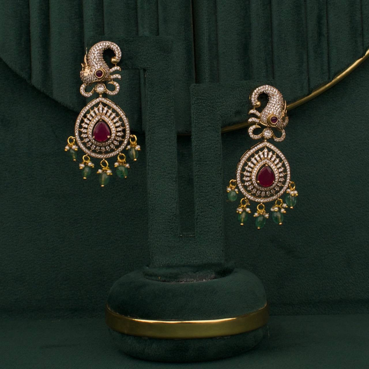 Bridal Layer By Layer Victorian Polki Necklace With Matching Earrings