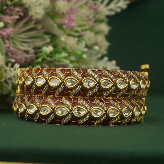Traditional Fusion Kundan & Polki Victorian Bangles