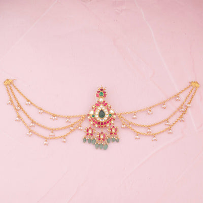 Designer Jadau Kundan Hair Pin With Strawberry Beads