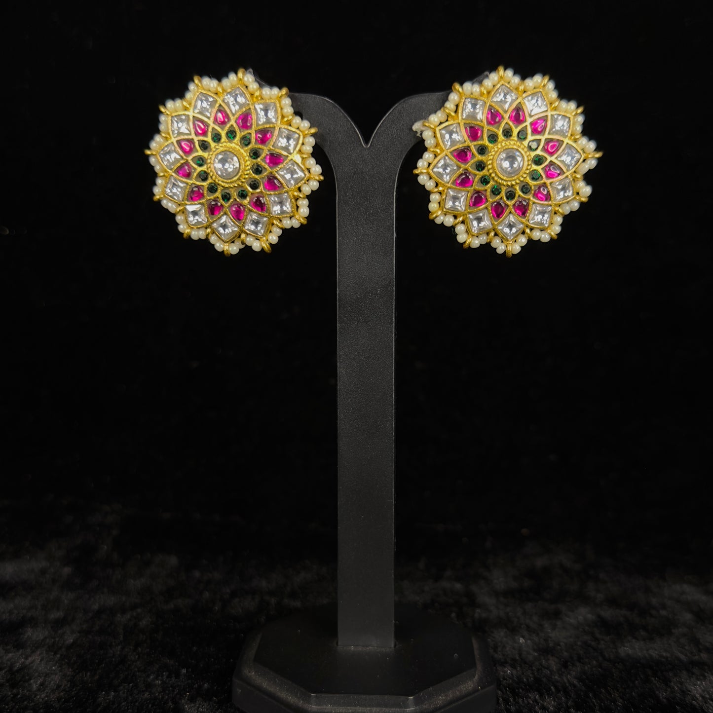 Jadau Kundan Studs (DJST34336) by DULHAN JEWELS