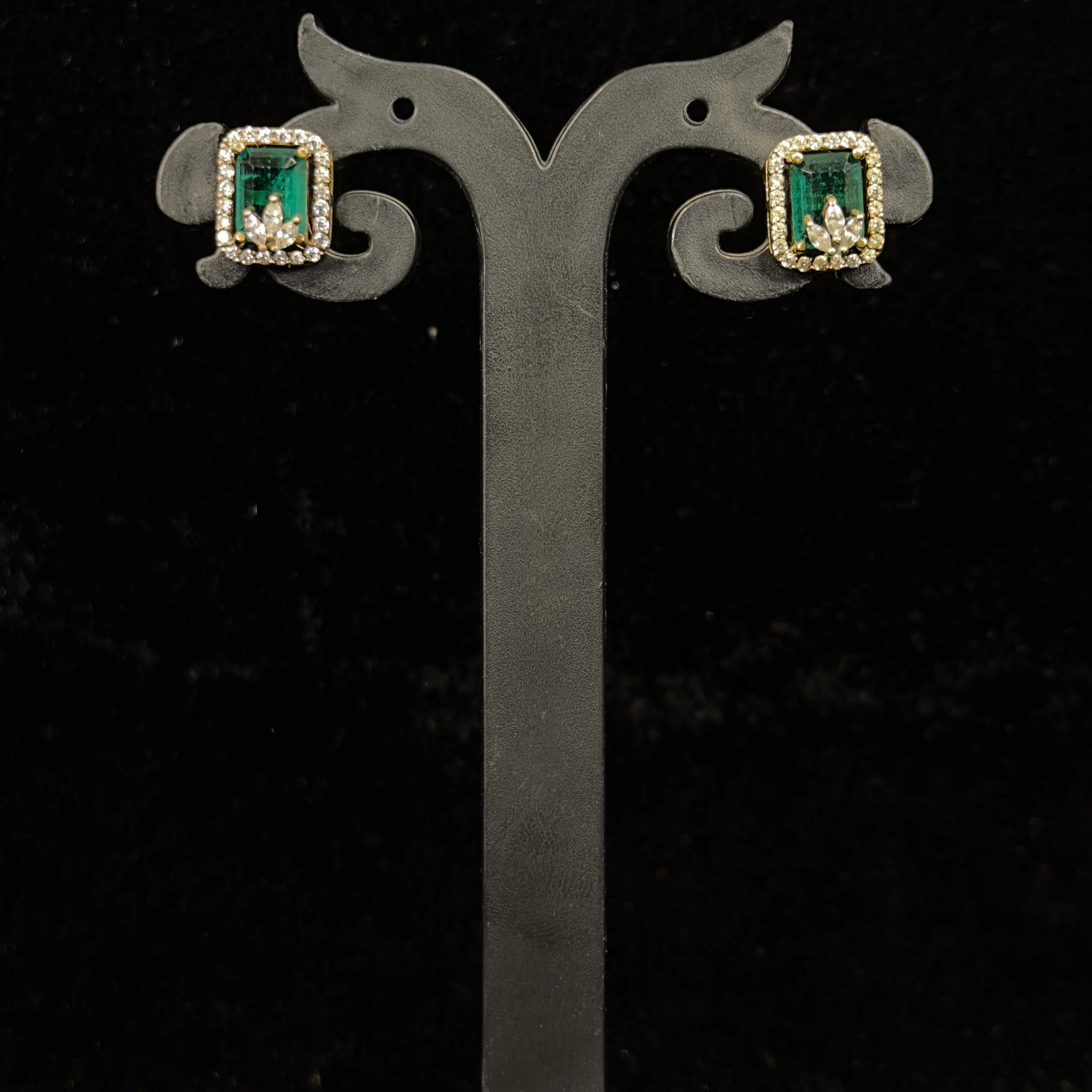 Antique Victorian Pendant Set with Diamond Floral Design and Matching Earrings