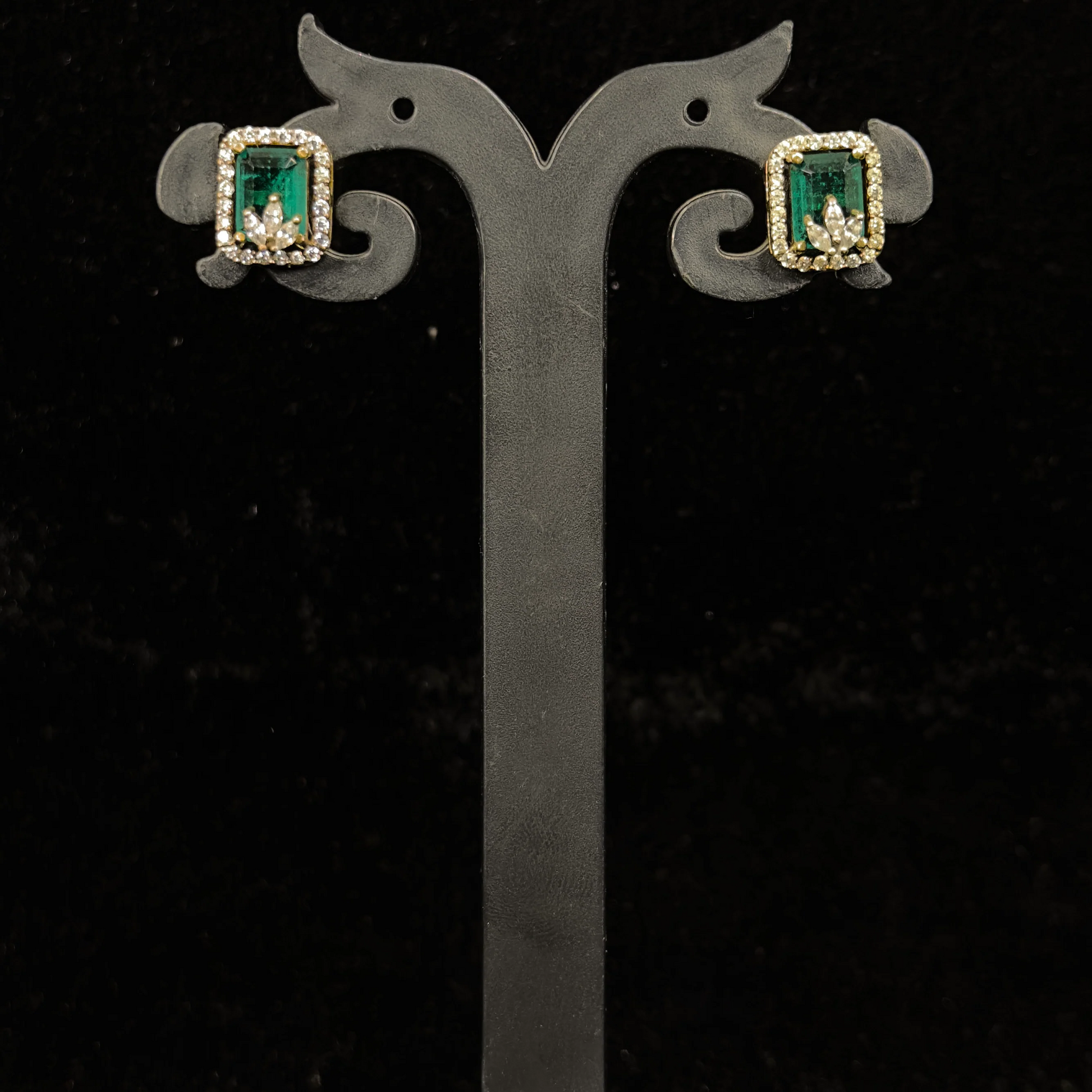 Antique Victorian Pendant Set with Diamond Floral Design and Matching Earrings