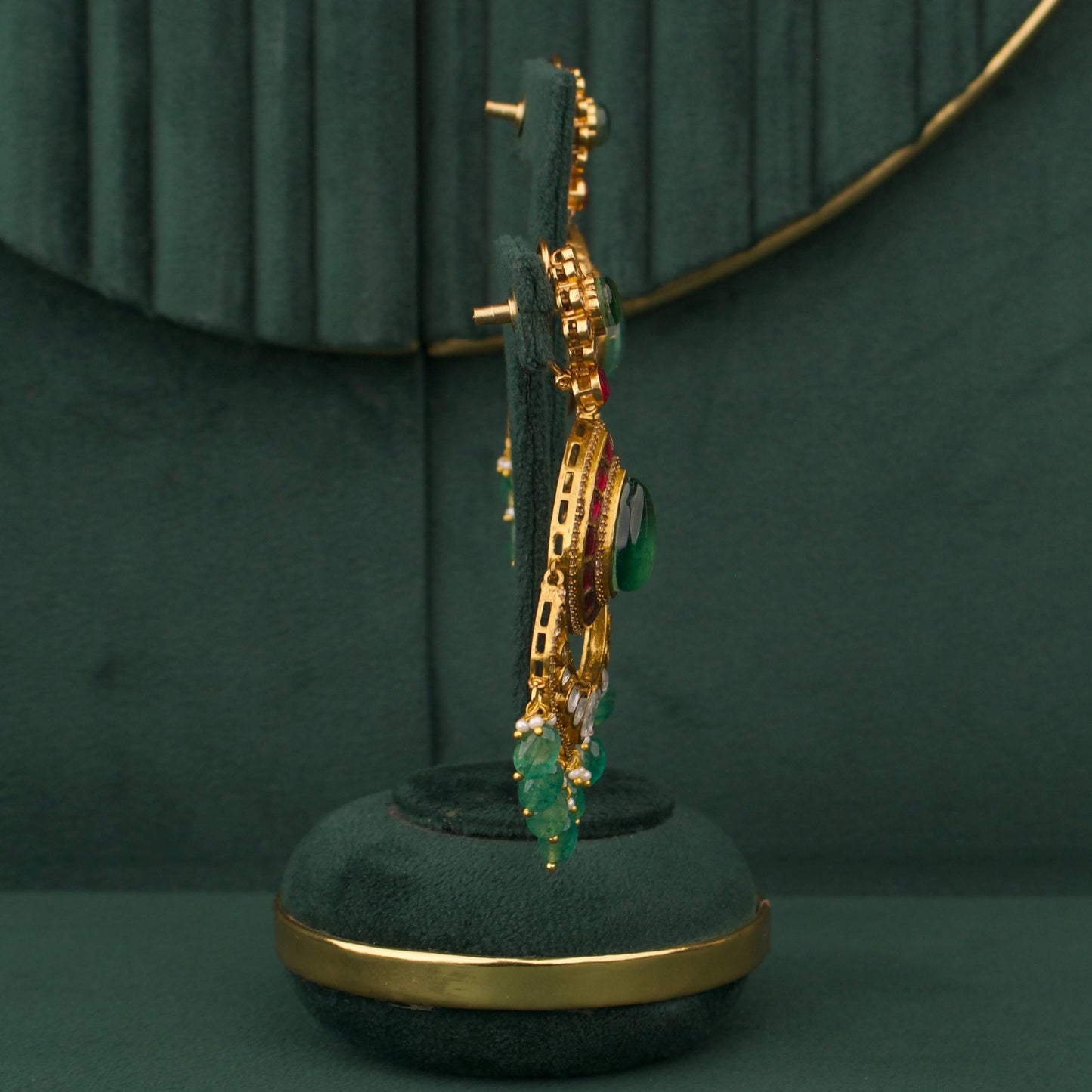 Traditional Kundan Polki Chandbali Earrings