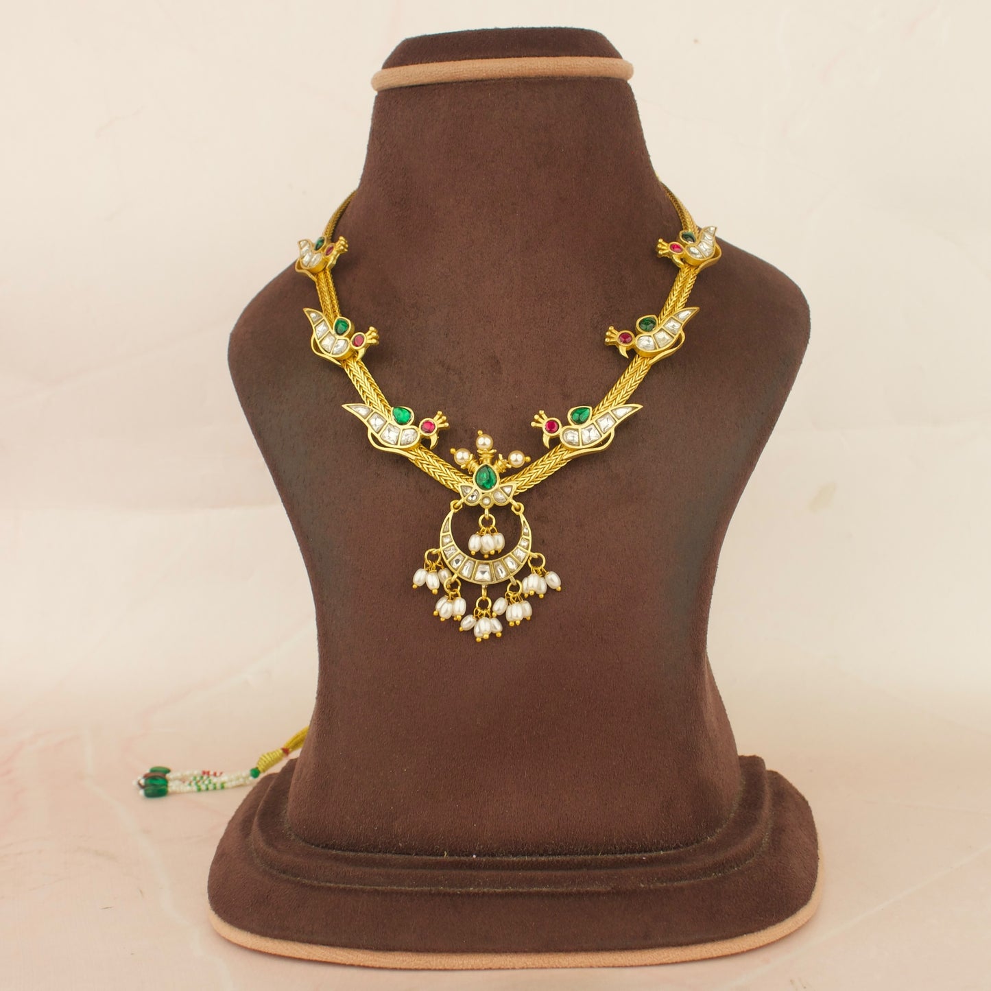 Peacock Chandbali Design Jadau Kundan Necklace with Matching Earrings