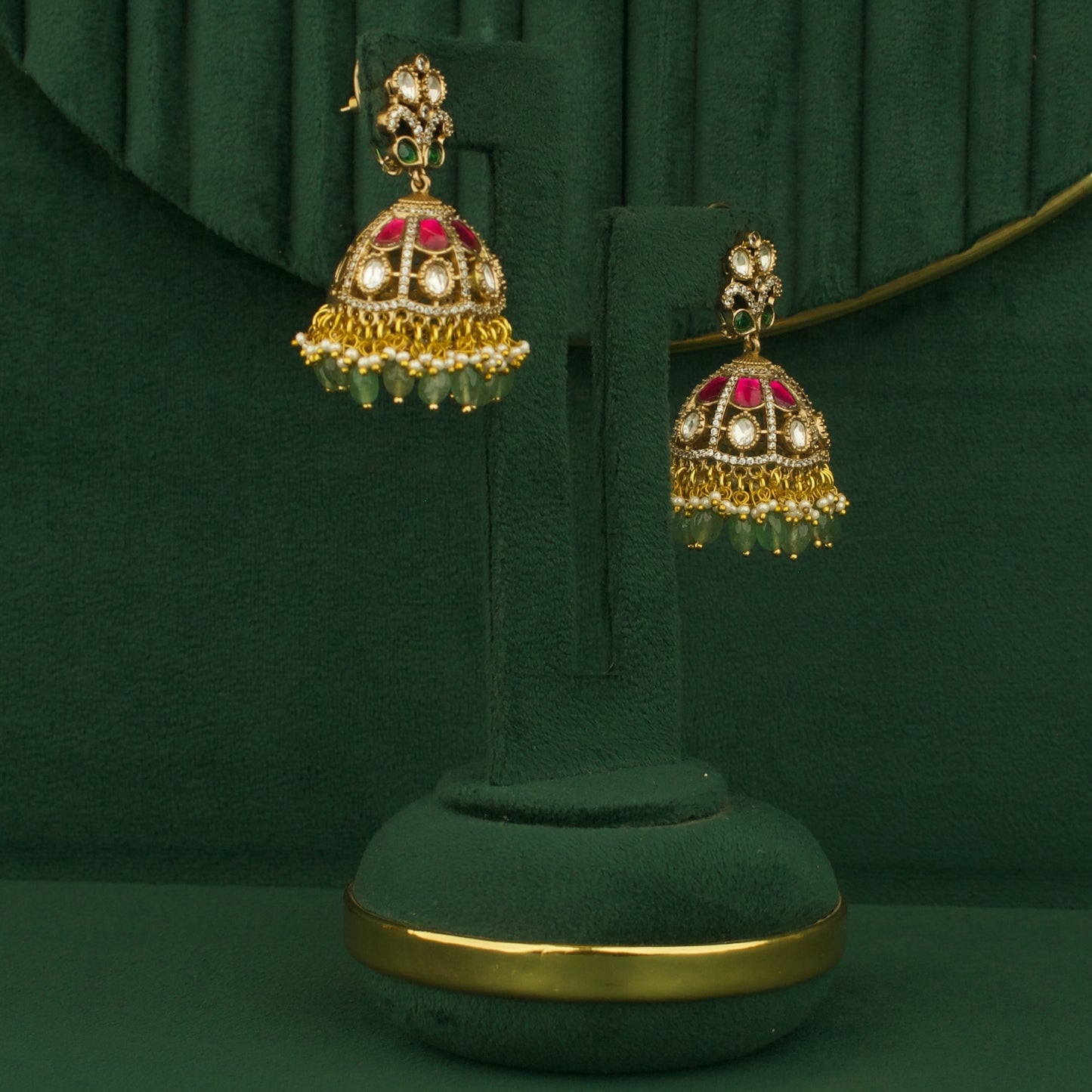 Elegant Design Fusion Kundan & Polki Victorian Necklace Set with Jhumki
