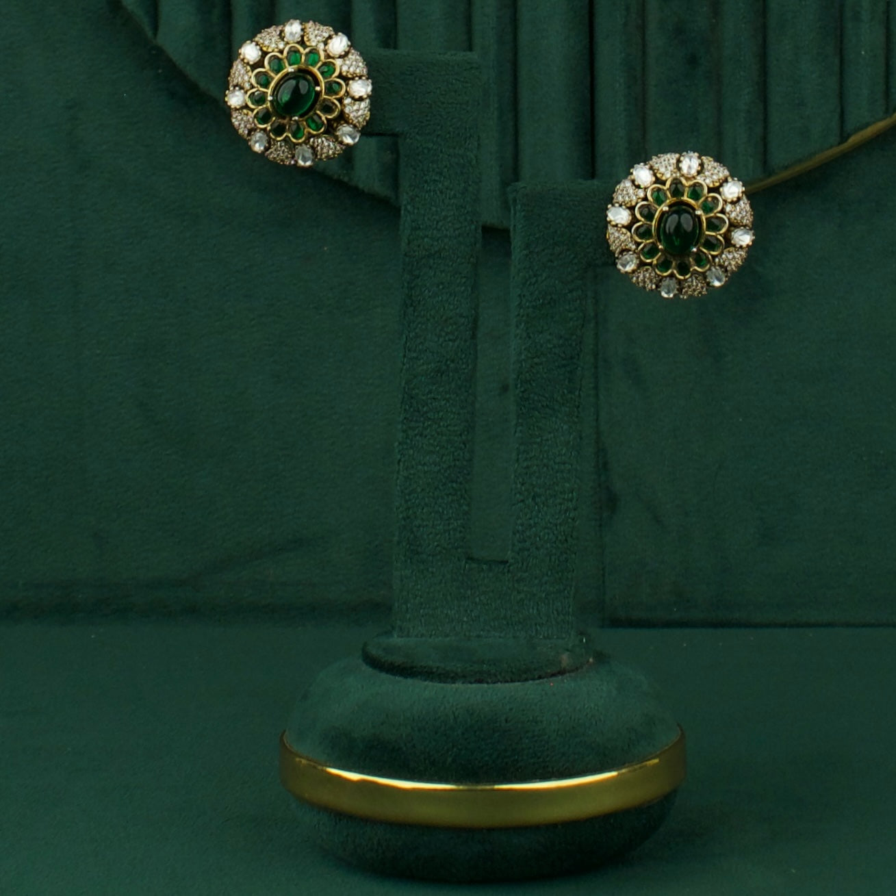 Floral Design Fusion Kundan & Polki Victorian Studs