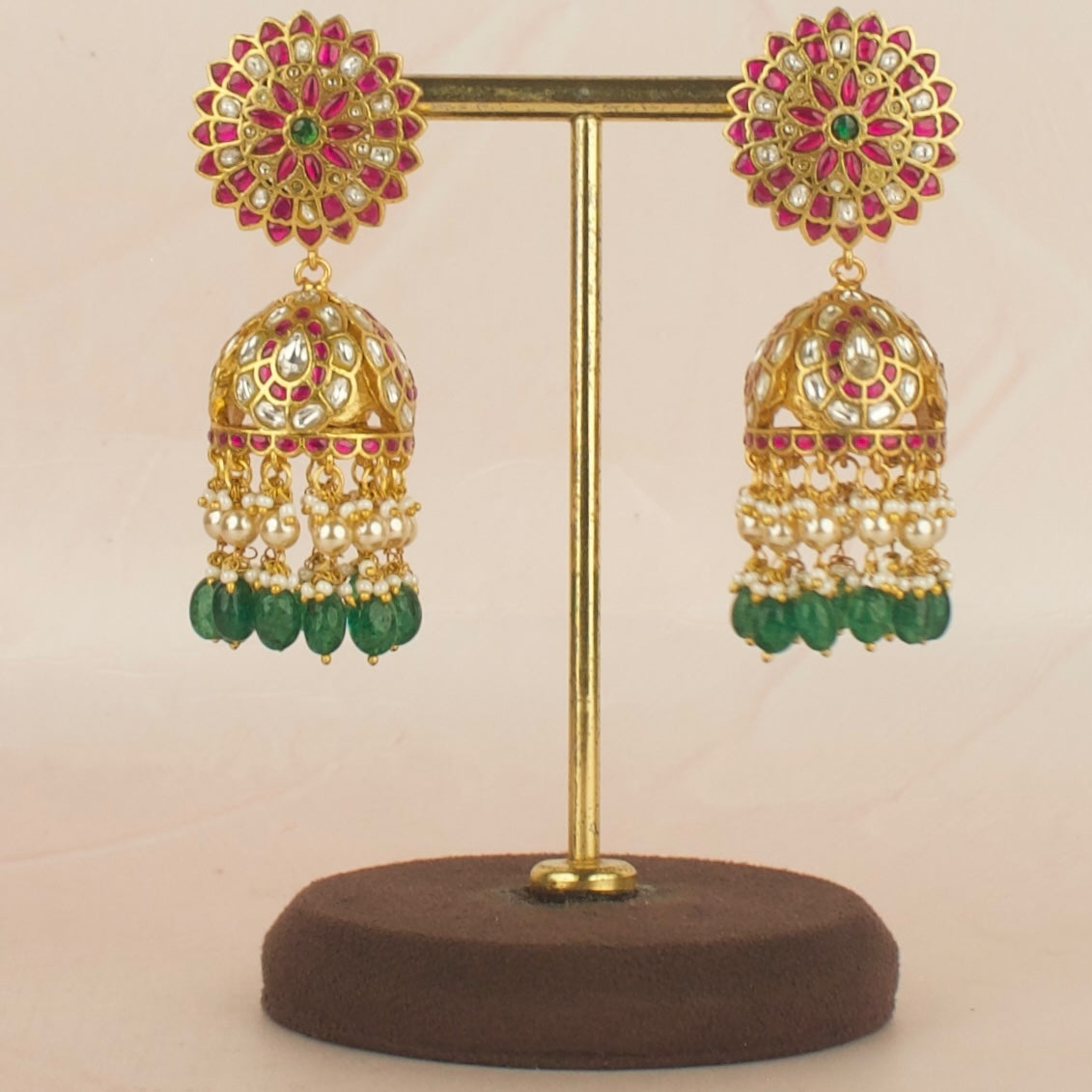 Heritage Floral Design Studded Jadau Kundan Jhumka