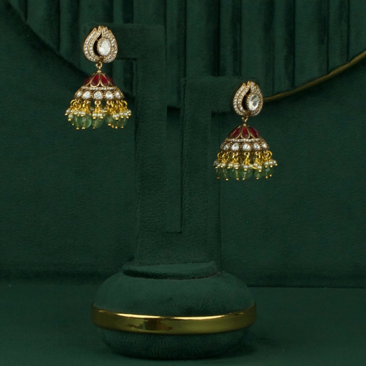 Sparkling Polki & Kundan Fusion Jhumki Earrings