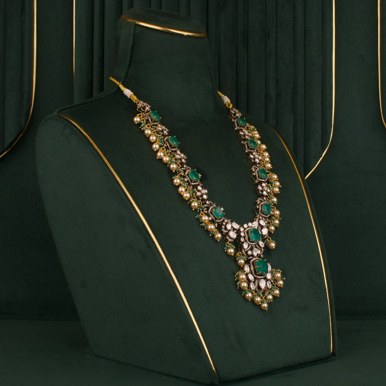 Premium Moissanite Polki Necklace Set With Matching Earrings