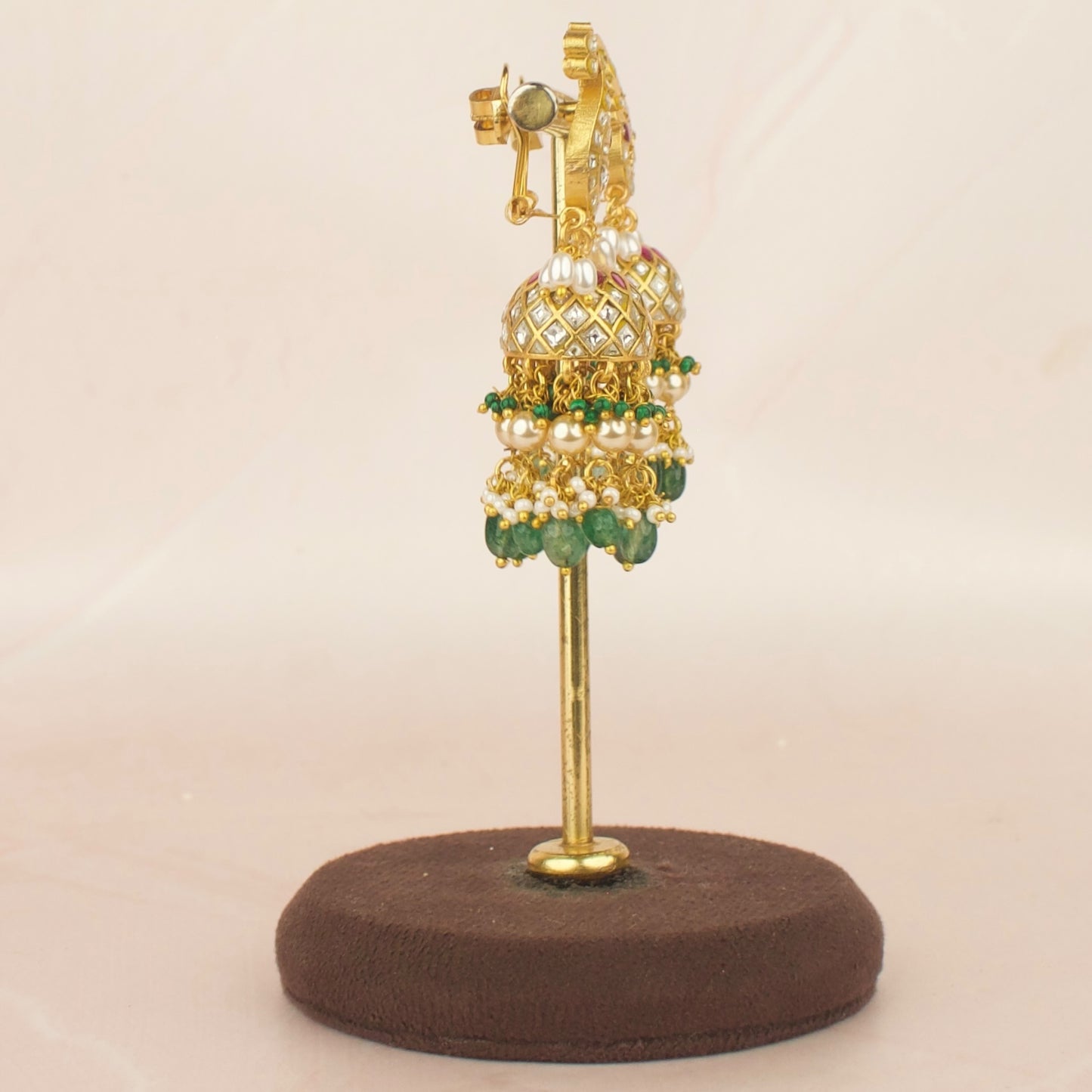 Peacock Studded Jadau Kundan Jhumka Earrings