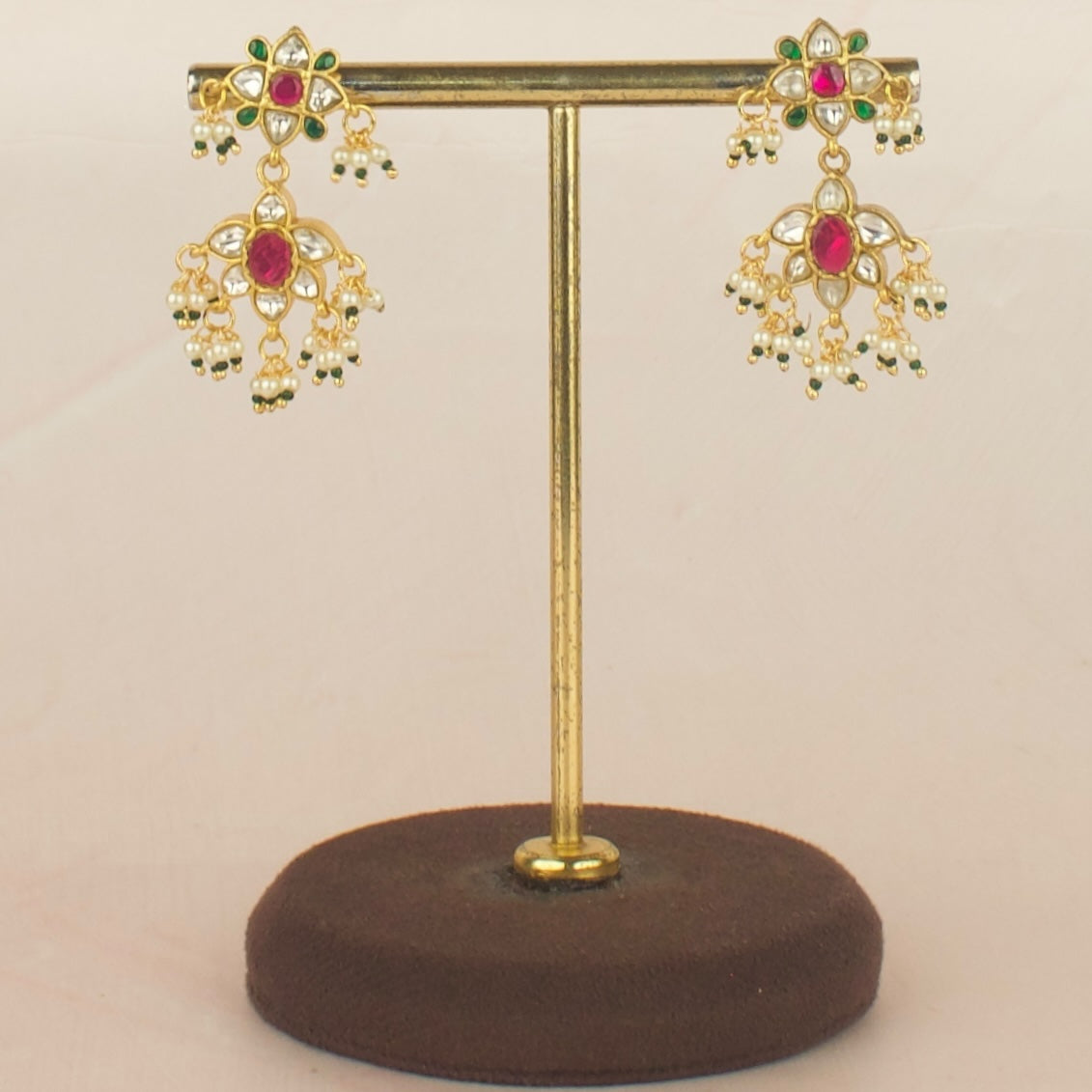 Elegant Gold Style Jadau Kundan Necklace with Matching Earrings