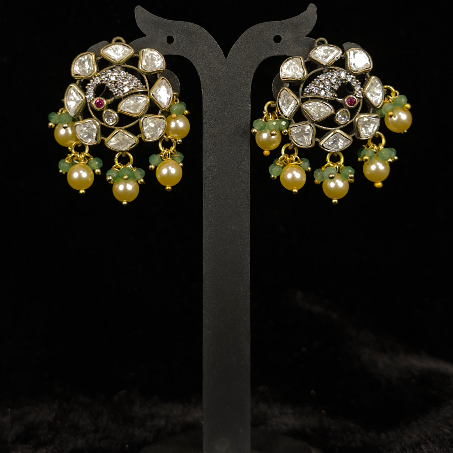 Victorian Moissanite Peacock Necklace with earrings