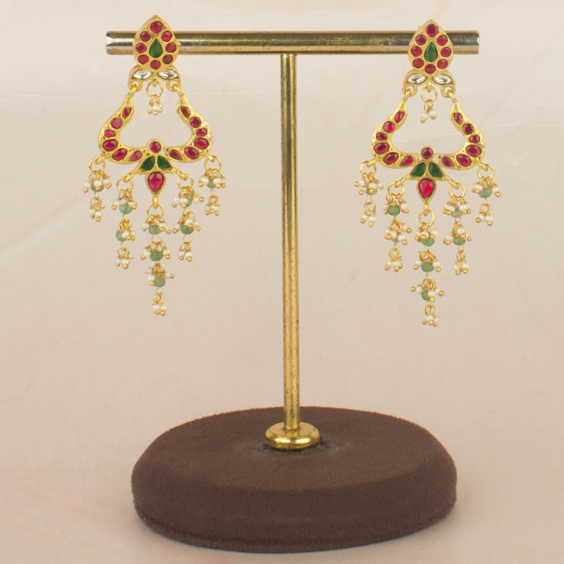 Unique Timeless Jadau Kundan Chand Bali with Guttapusalu Hanging