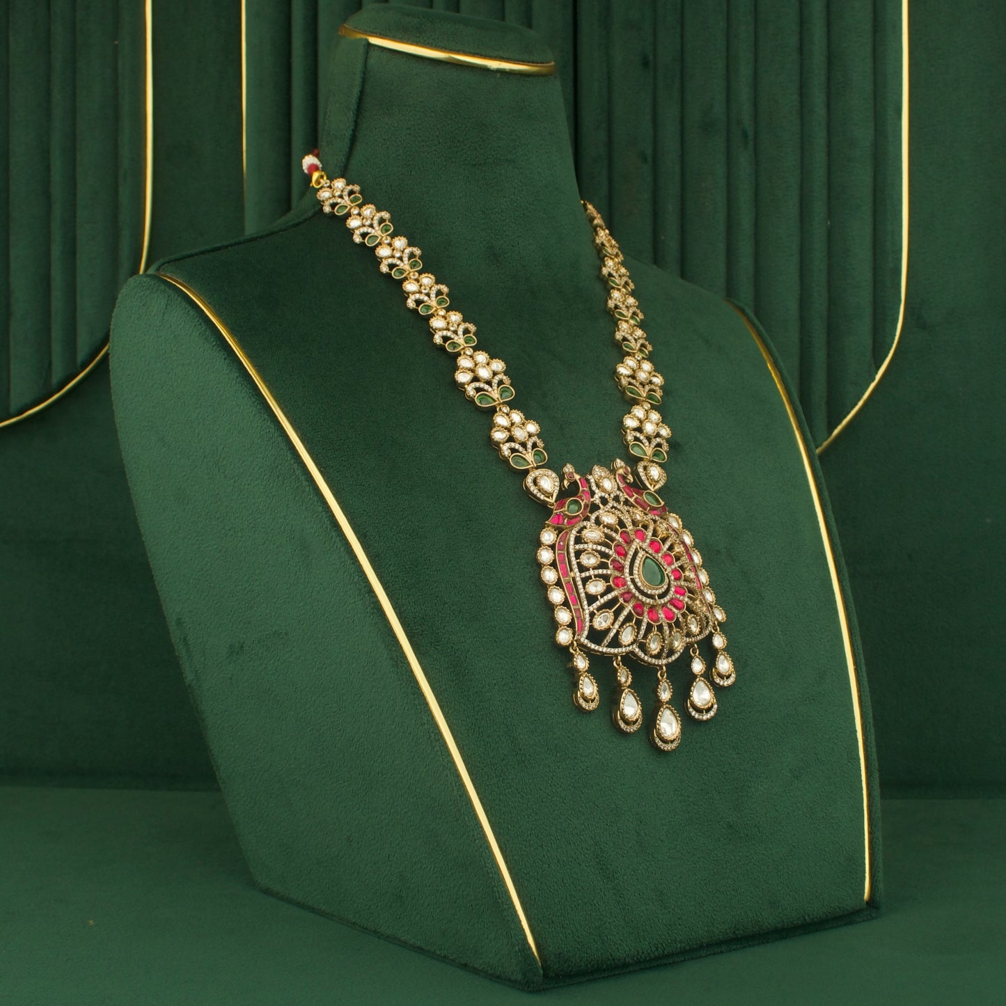 Elegant Design Fusion Kundan & Polki Victorian Necklace Set with Jhumki