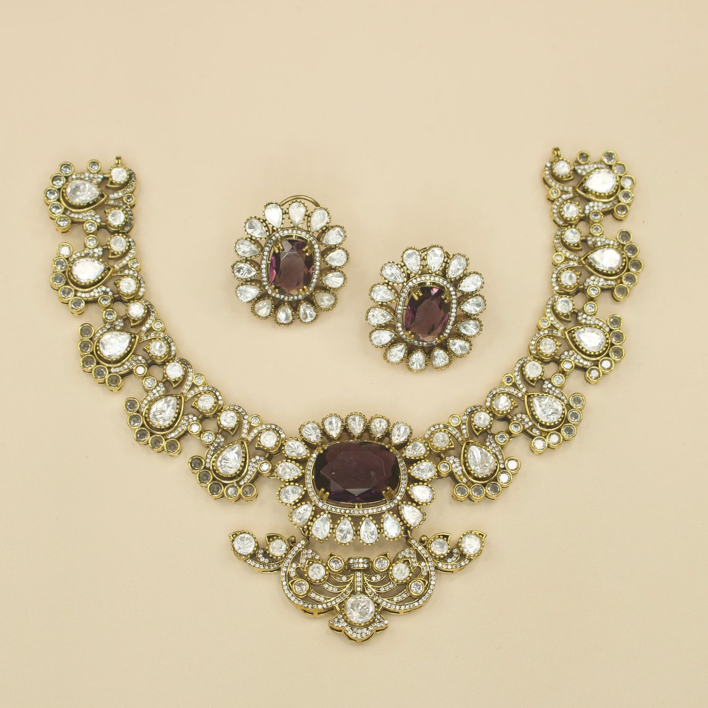 Elegant Short Victorian Moissanite Necklace Set