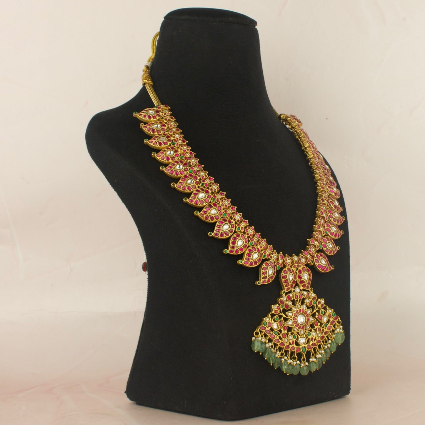 Traditional floral mango design Jadau kundan Mango long necklace